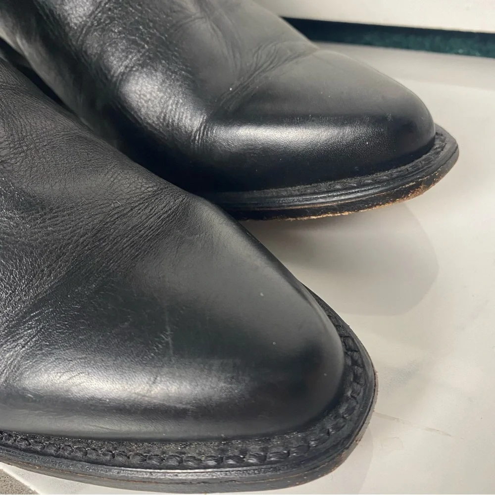 Vintage 80s 90s black leather western silver concho Moto cowboy boot Abilene 9 - Picture 5 of 8